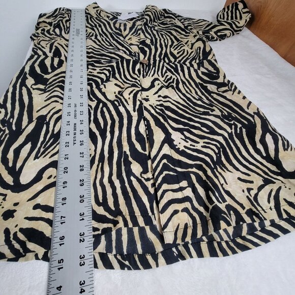 Soft Surroundings Womens Zebra Print Jacket Kimono Large Black One-Button New - Picture 9 of 9